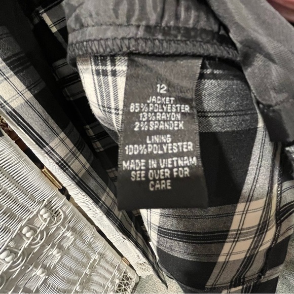 Vtg I.N. STUDIO Jacket GLEN PLAID Sz 12 Black White Grey RETRO Mid-Length PREPPY - Picture 13 of 16